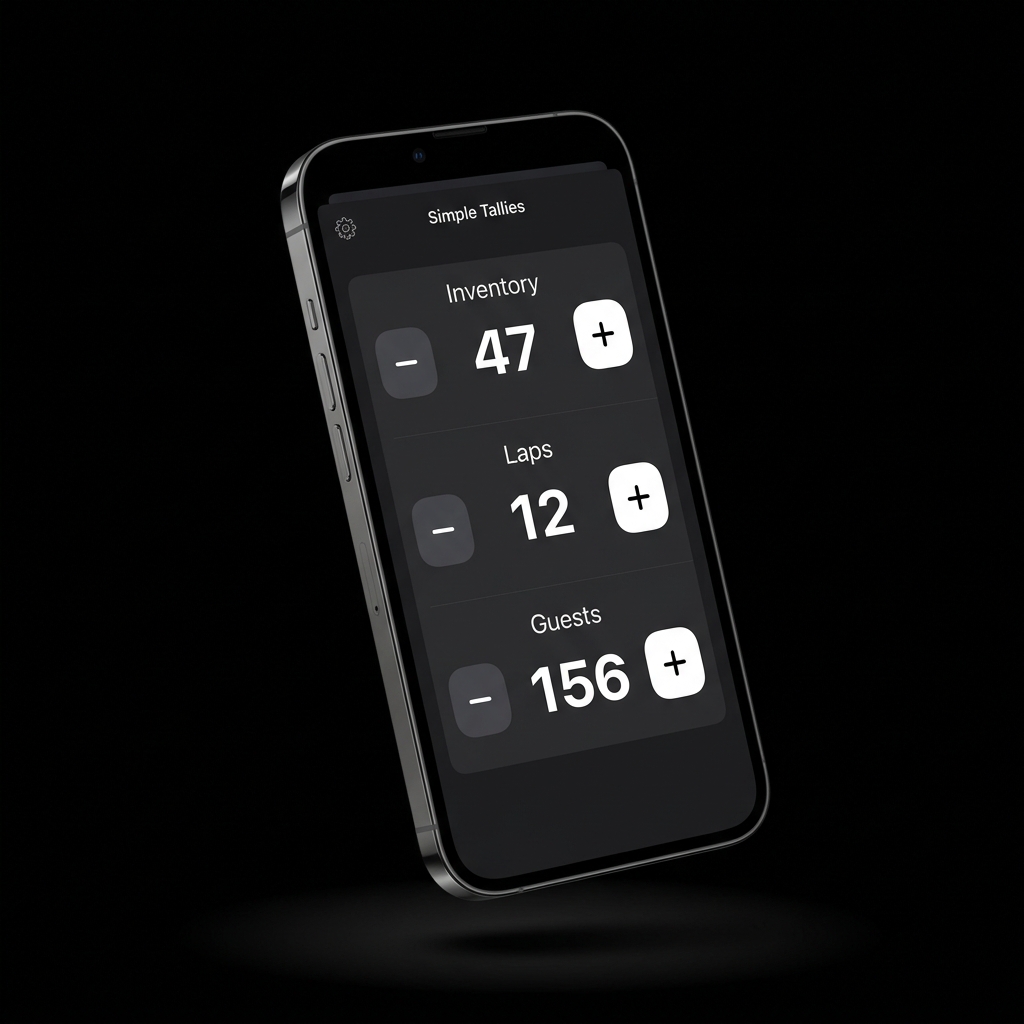 Simple Tallies app running on iPhone showing multiple tally counters
